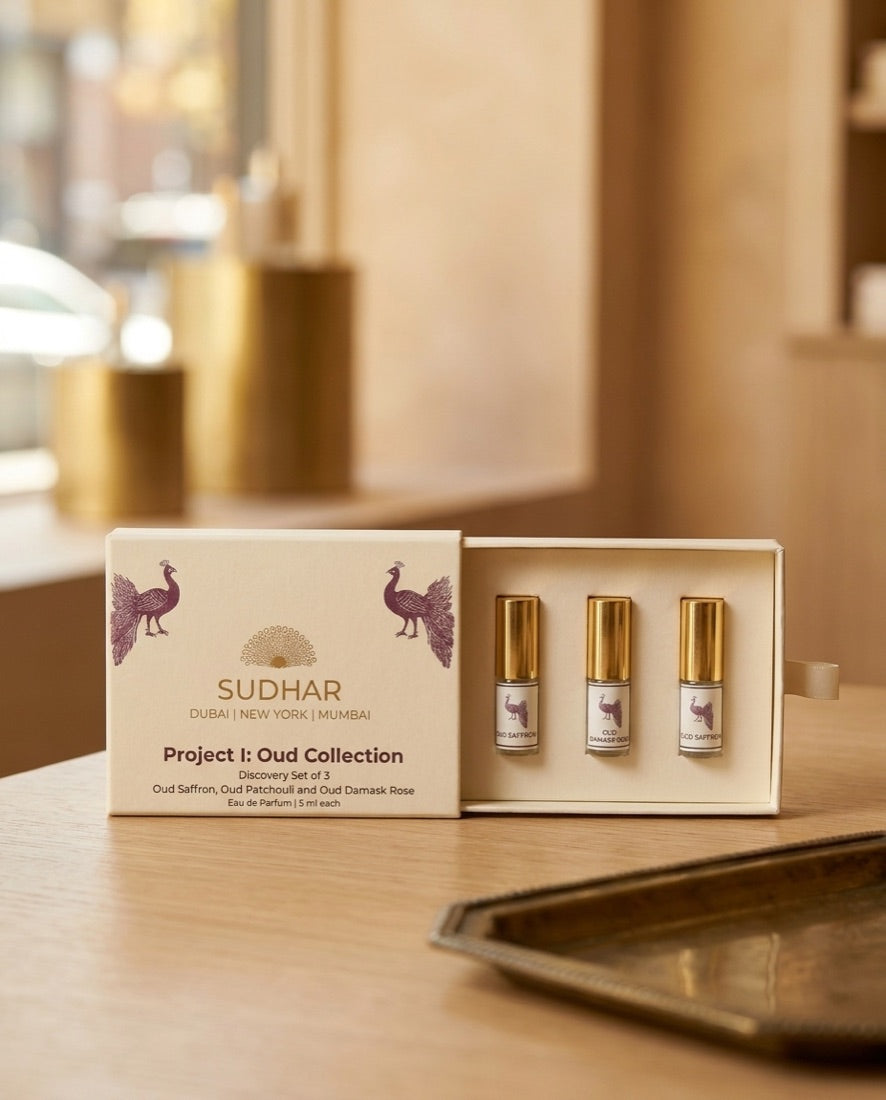 The Sudhar discovery set photographed in a New York boutique setting